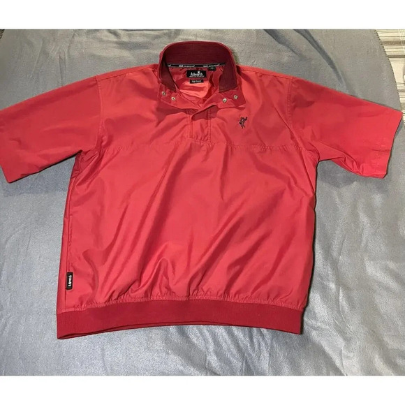 Men’s Ashworth Size L Weather Systems Golf Short Sleeve Pullover Red Windbreaker - Picture 1 of 11